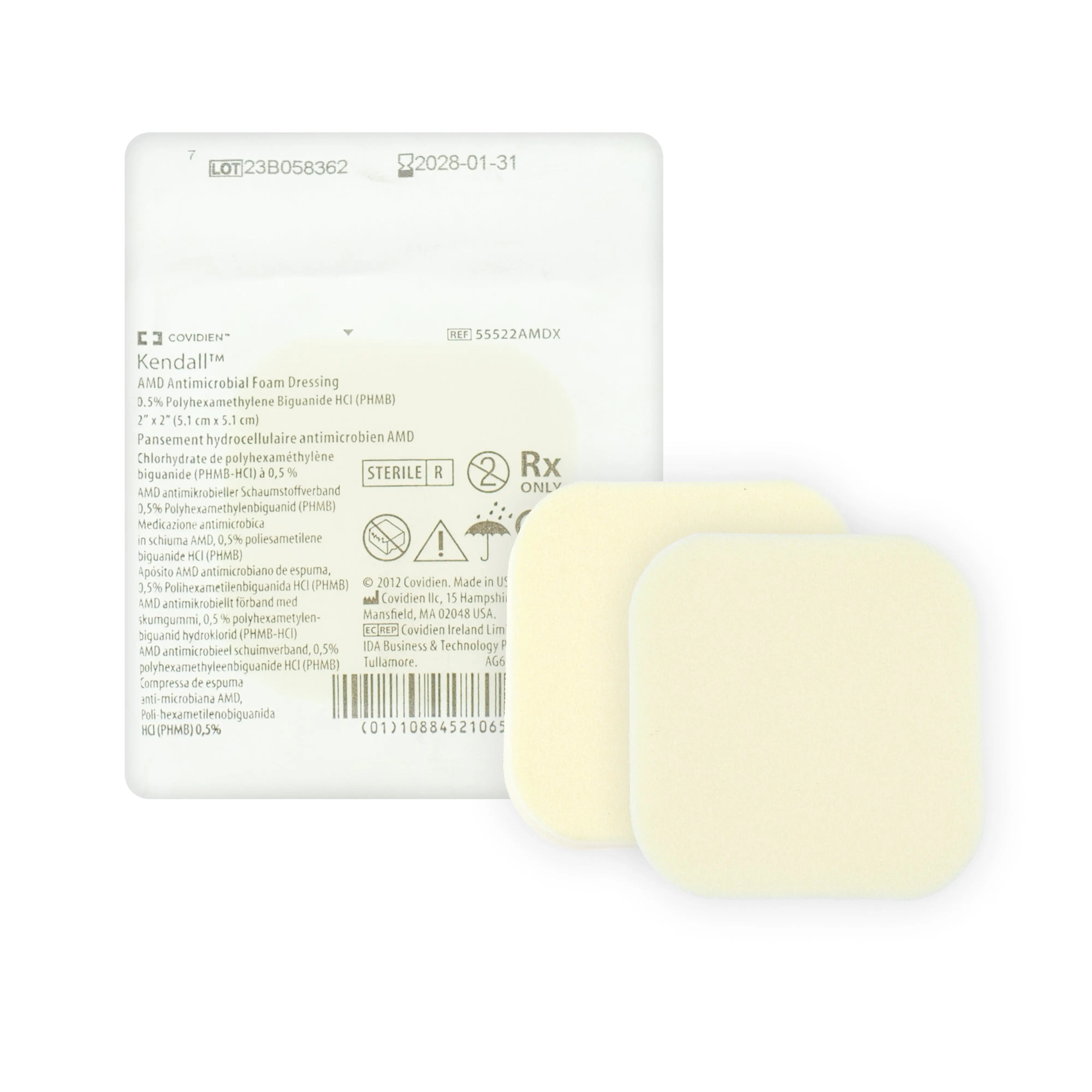 Kendall AMD Antimicrobial Foam Dressing - Bacteria-Killing Polymer Dressing (Multiple Sizes) (x10 or 25)