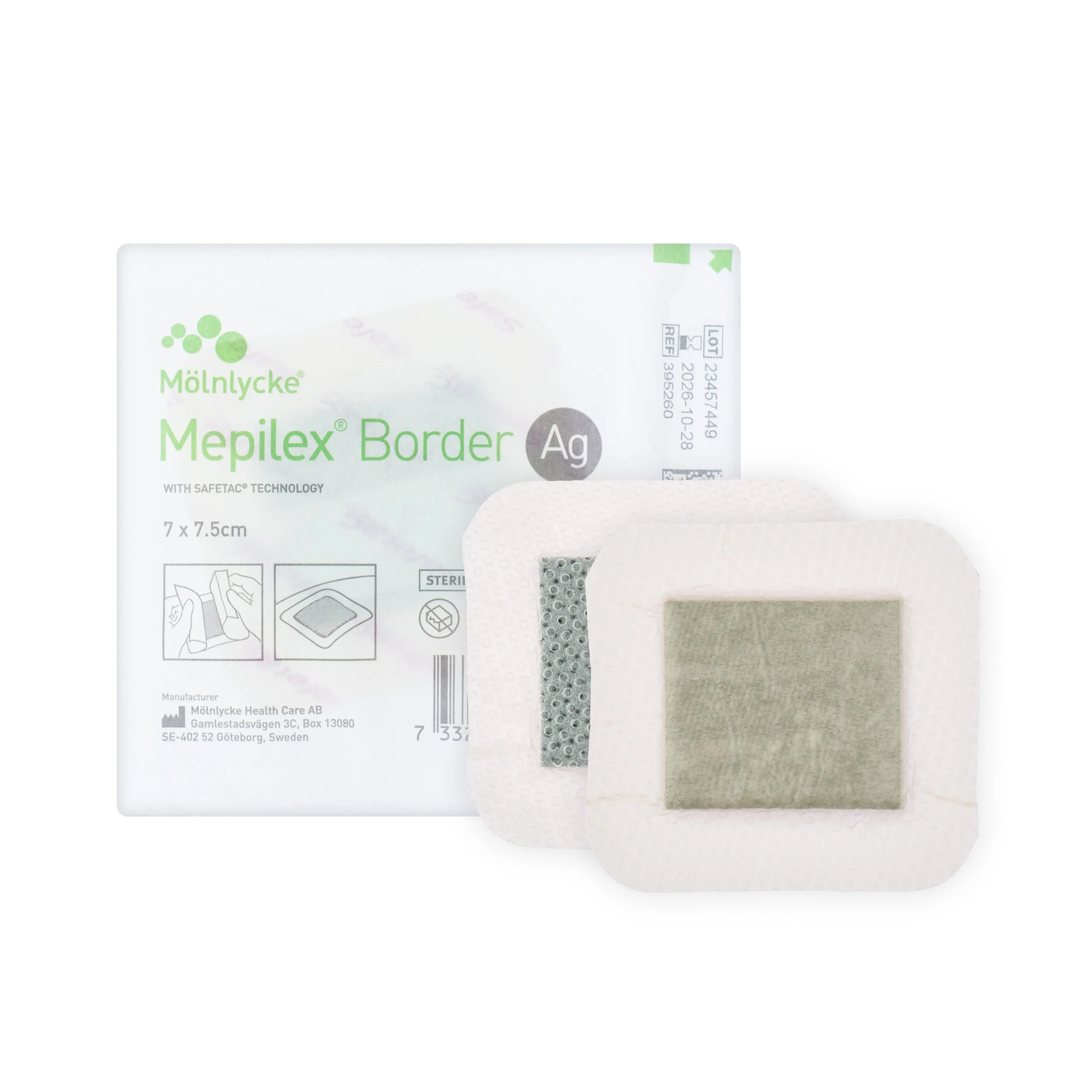 Mepilex Border Ag Dressing - Silver Impregnated Soft Silicone Foam Dressing (Multiple Sizes) (x5)
