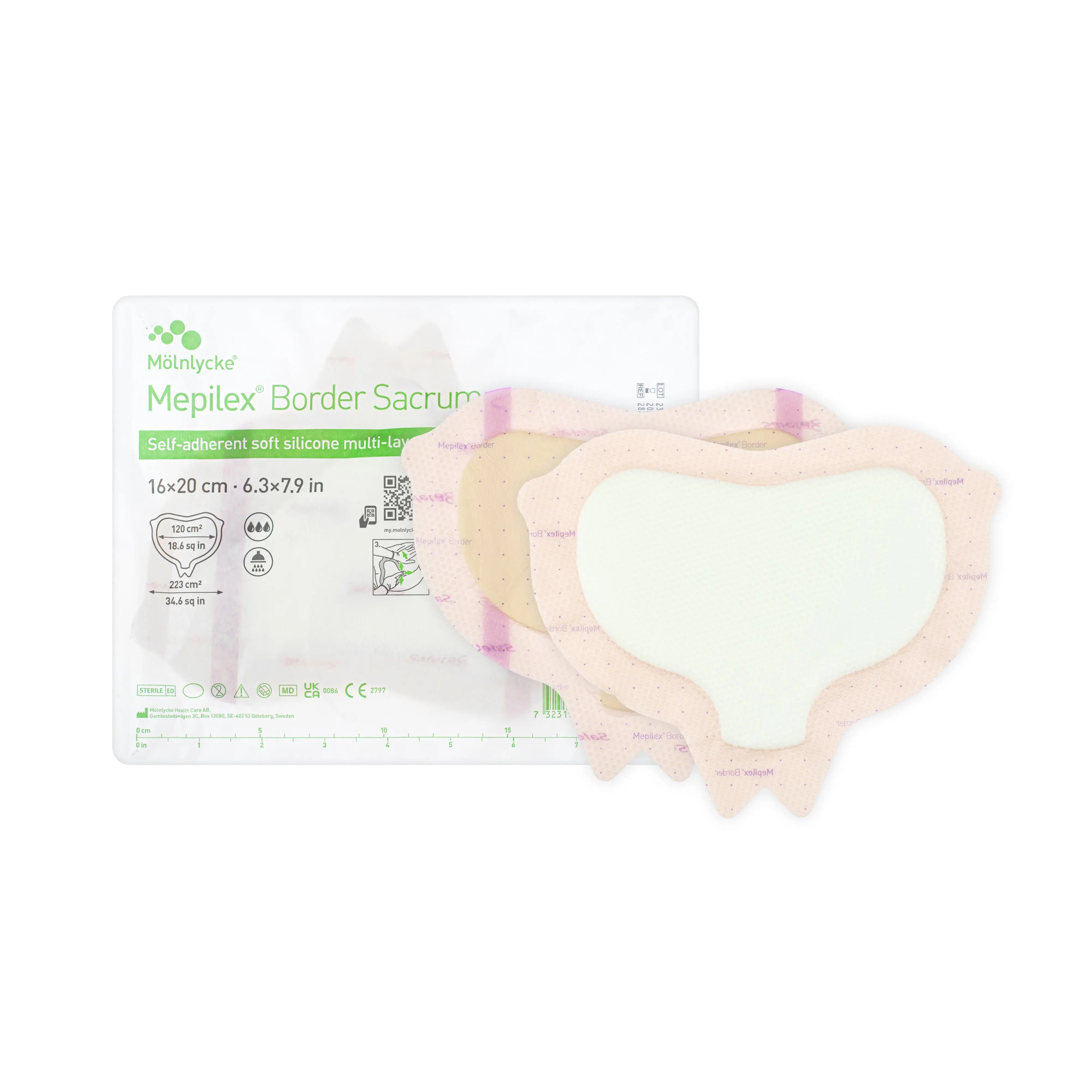 Mepilex Border Dressing (Sacrum) - Self Adherent Soft Silicone Foam Dressing (Multiple Sizes) (x5 or 10)