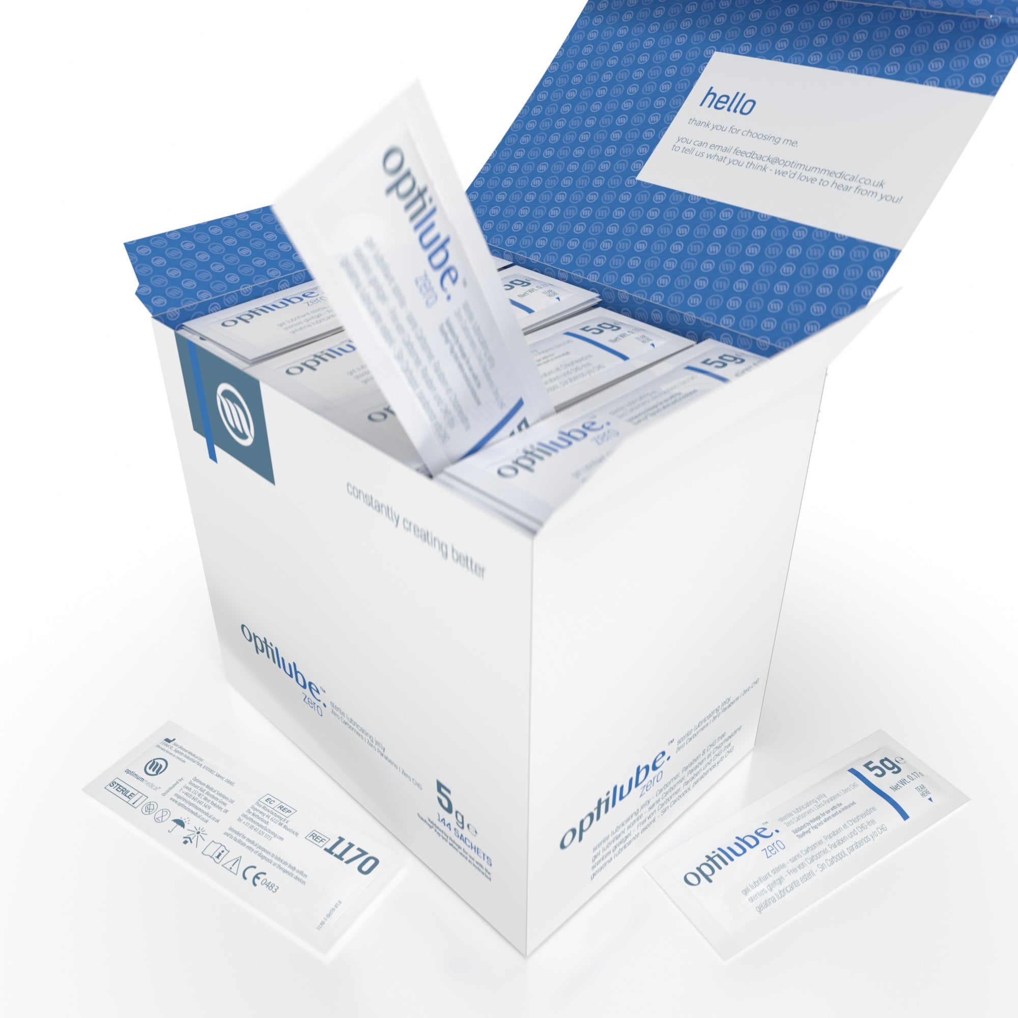 OptiLube Zero - Carbomer & Paraben Free Sterile Lubricating Jelly (5g) (x144)