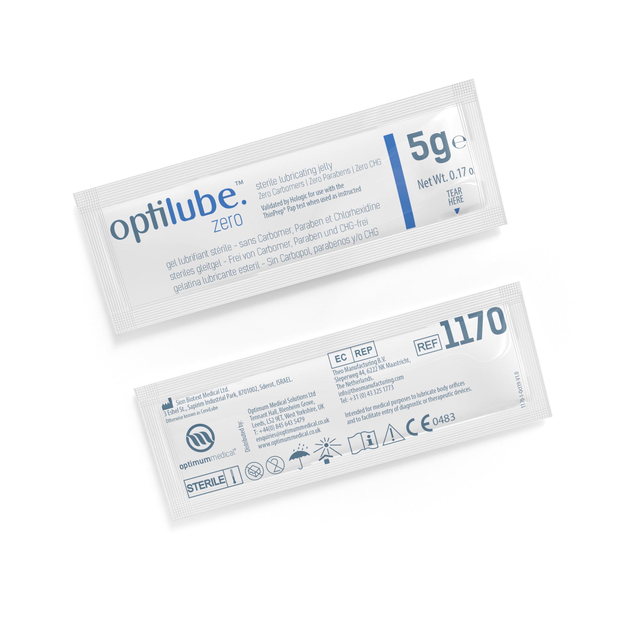 OptiLube Zero - Carbomer & Paraben Free Sterile Lubricating Jelly (5g) (x144)