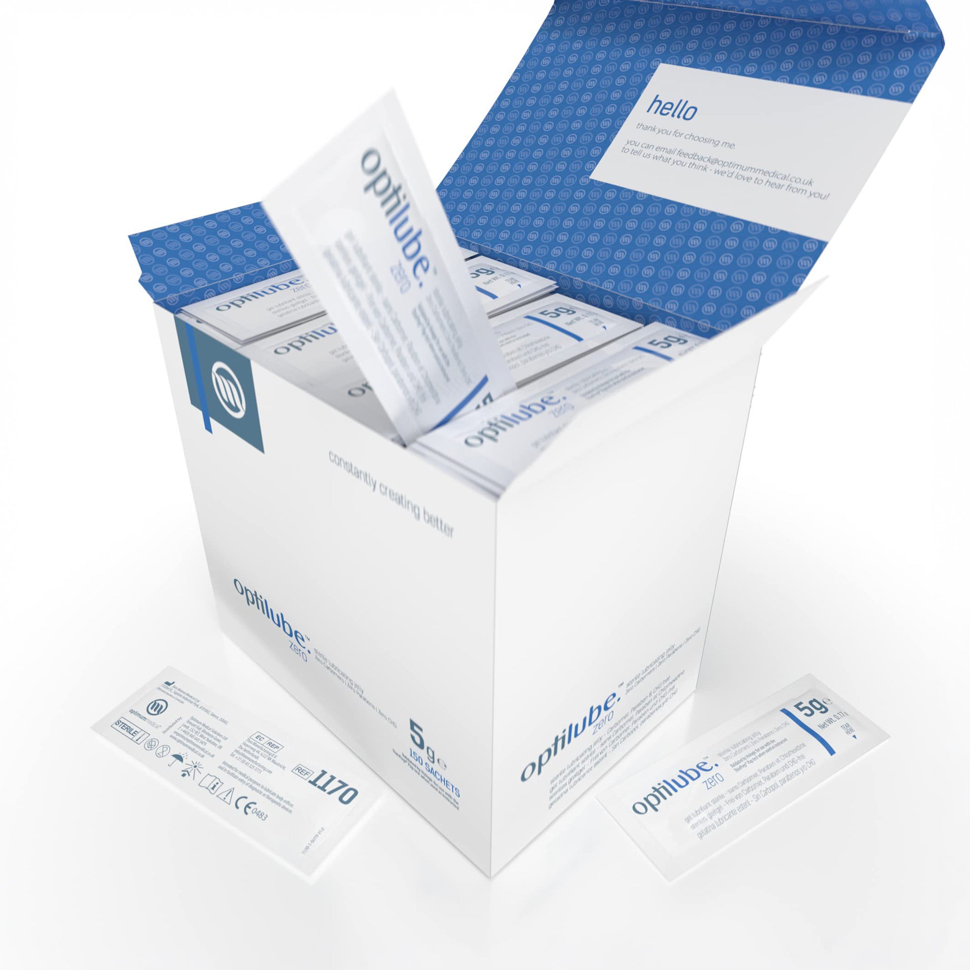 OptiLube Zero - Carbomer & Paraben Free Sterile Lubricating Jelly (5g) (x150)