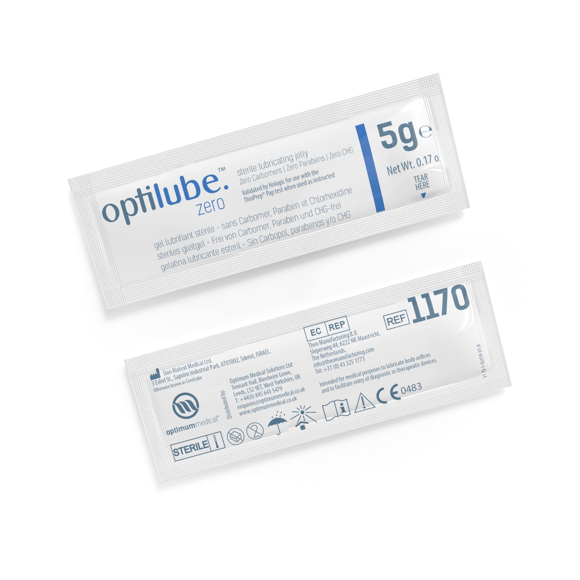 OptiLube Zero - Carbomer & Paraben Free Sterile Lubricating Jelly (5g) (x150)