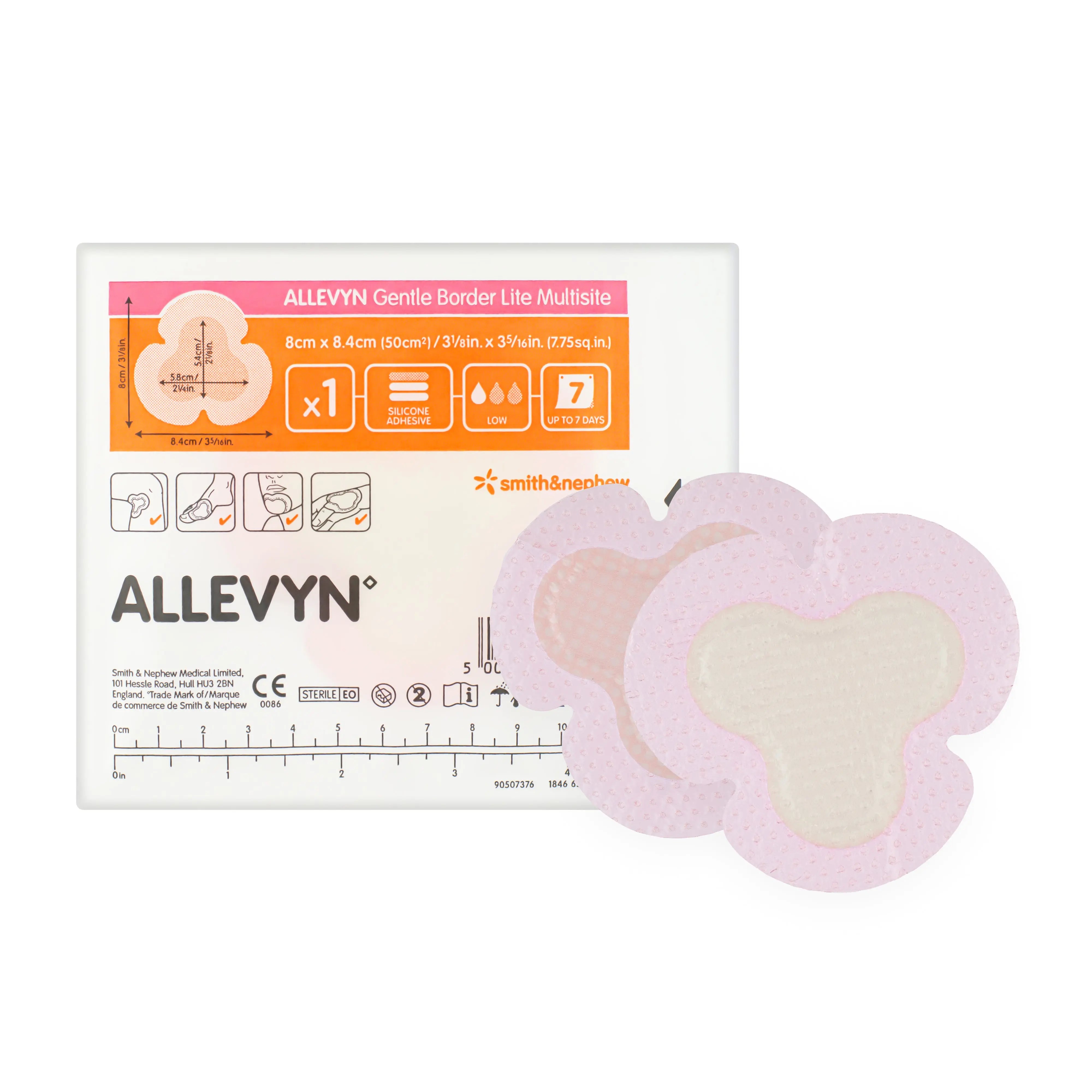 Allevyn Gentle Border Lite - Multisite Adhesive Dressing (8cm x 8.4cm) (x10)