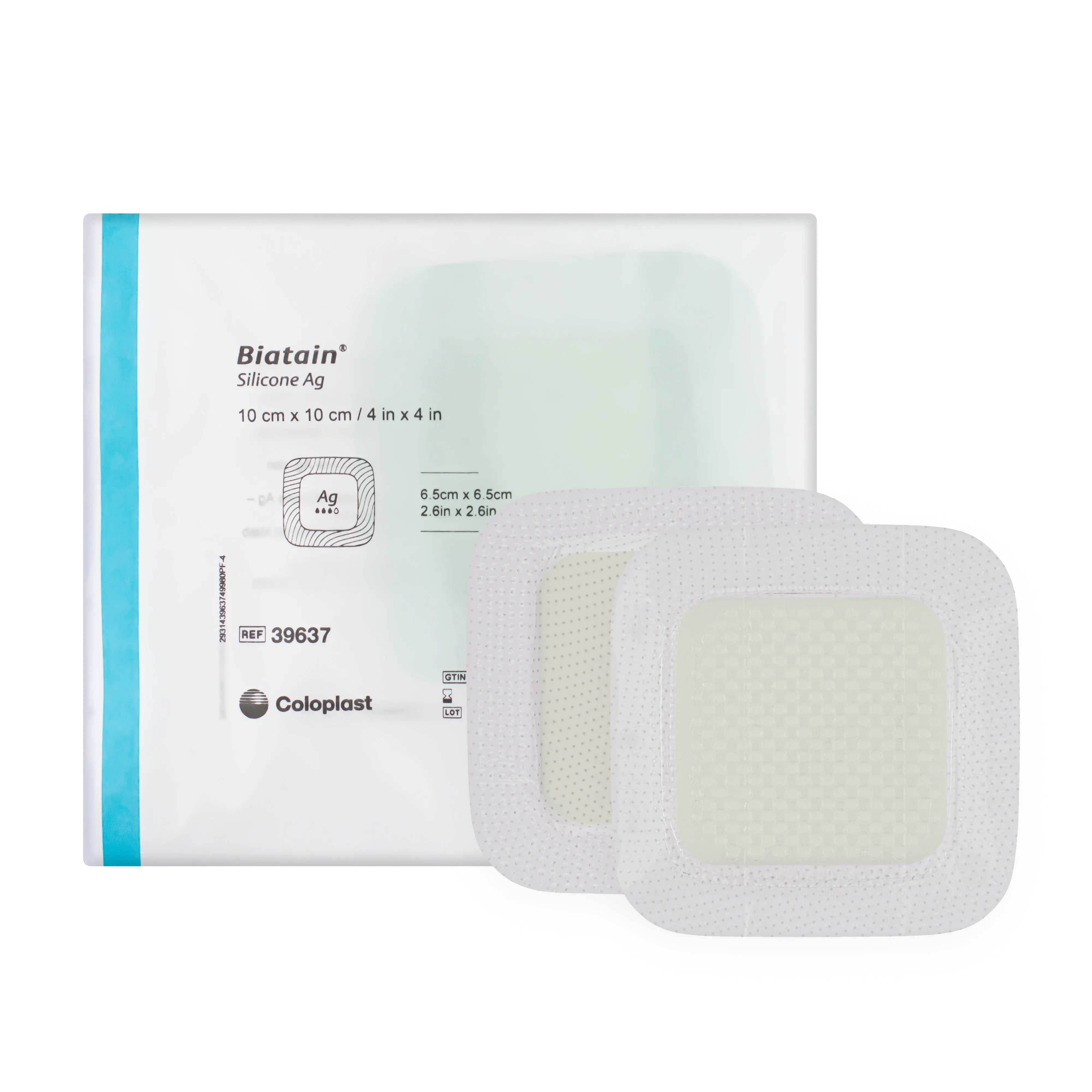 Biatain Ag Adhesive Dressing - Silver Impregnated Polyurethane Foam Film Dressing (10cm x 10cm) (x5)