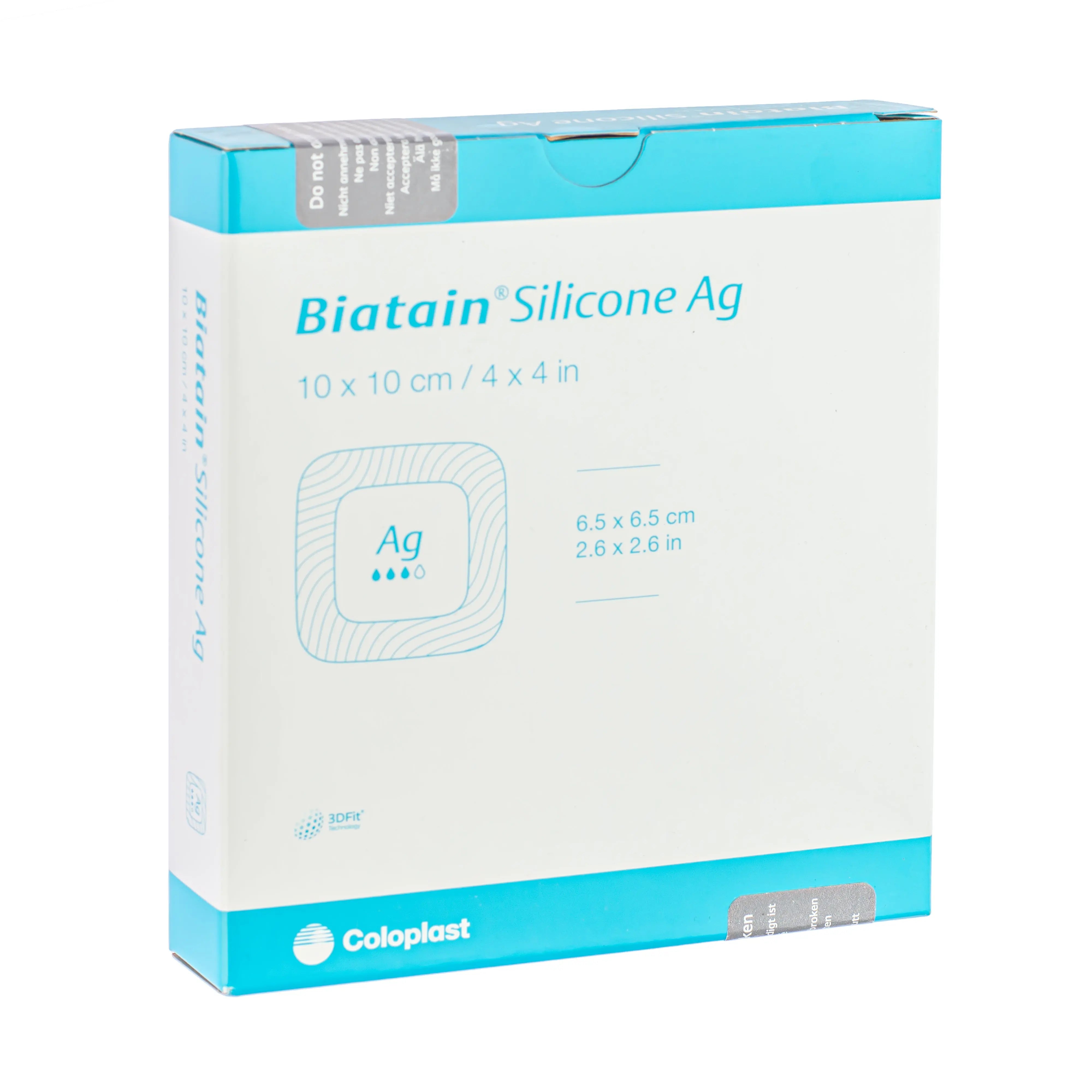 Biatain Ag Adhesive Dressing - Silver Impregnated Polyurethane Foam Film Dressing (10cm x 10cm) (x5)