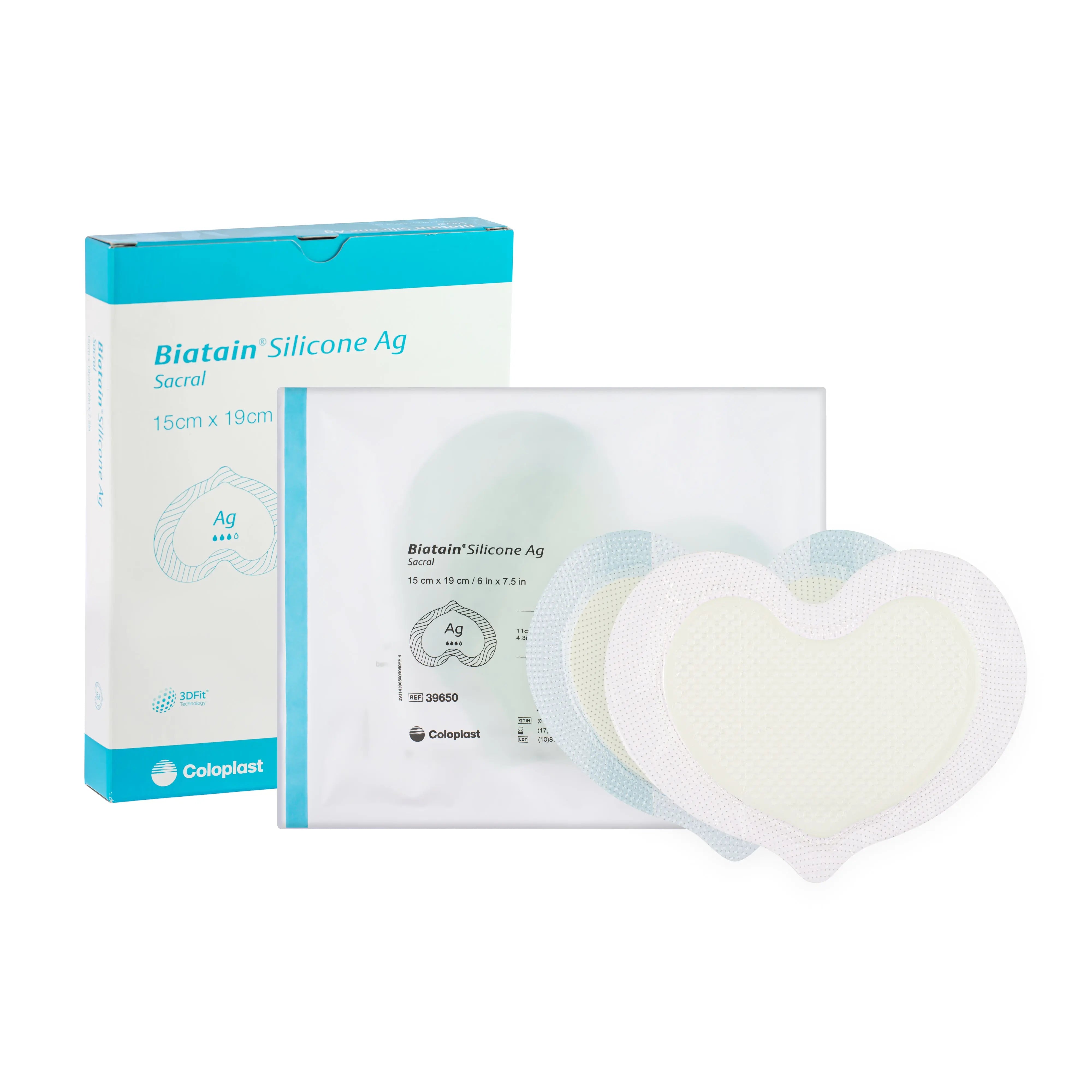 Biatain Ag Adhesive Dressing - Silver Impregnated Polyurethane Foam Film Dressing (15cm x 19cm) (x1)