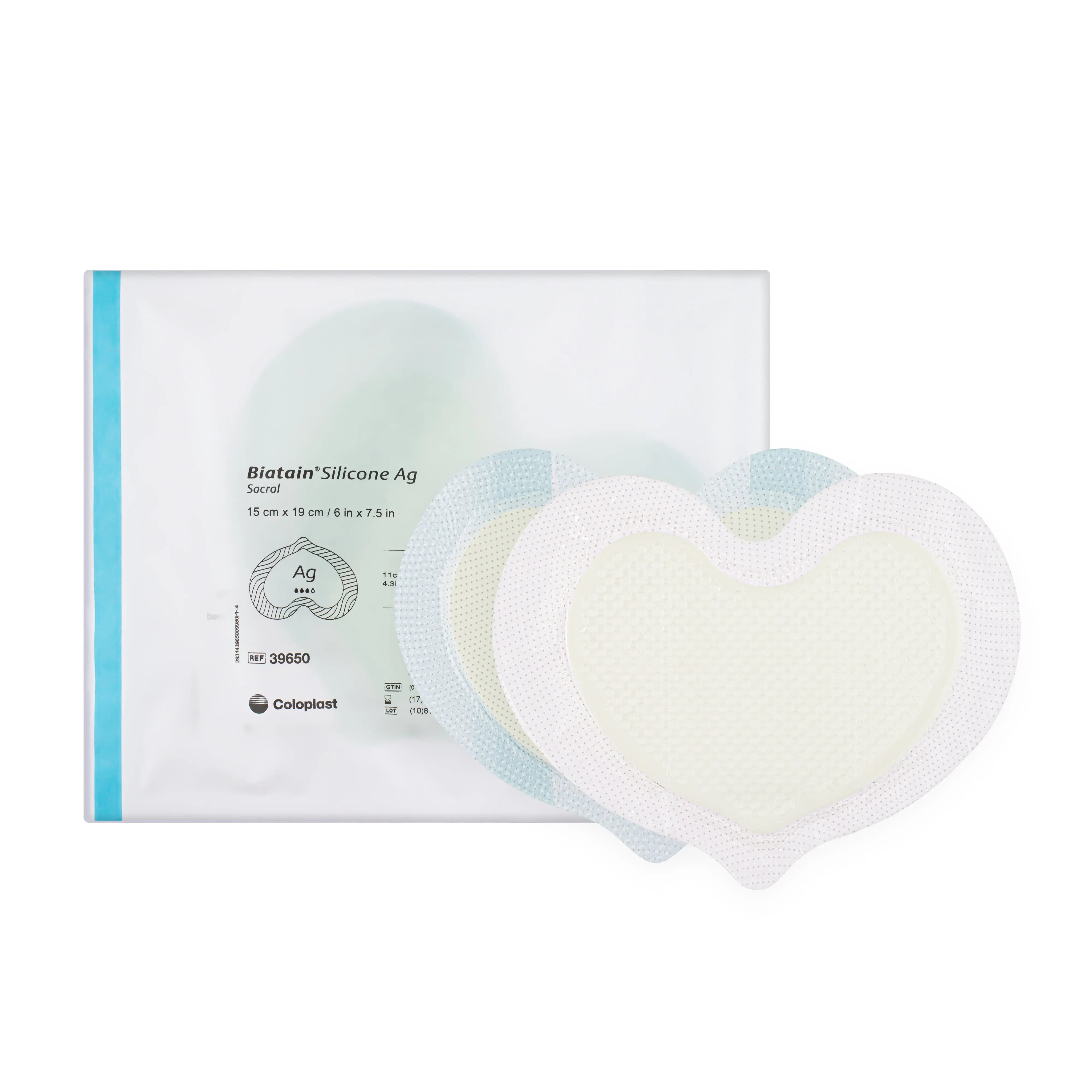 Biatain Ag Adhesive Dressing - Silver Impregnated Polyurethane Foam Film Dressing (15cm x 19cm) (x1)