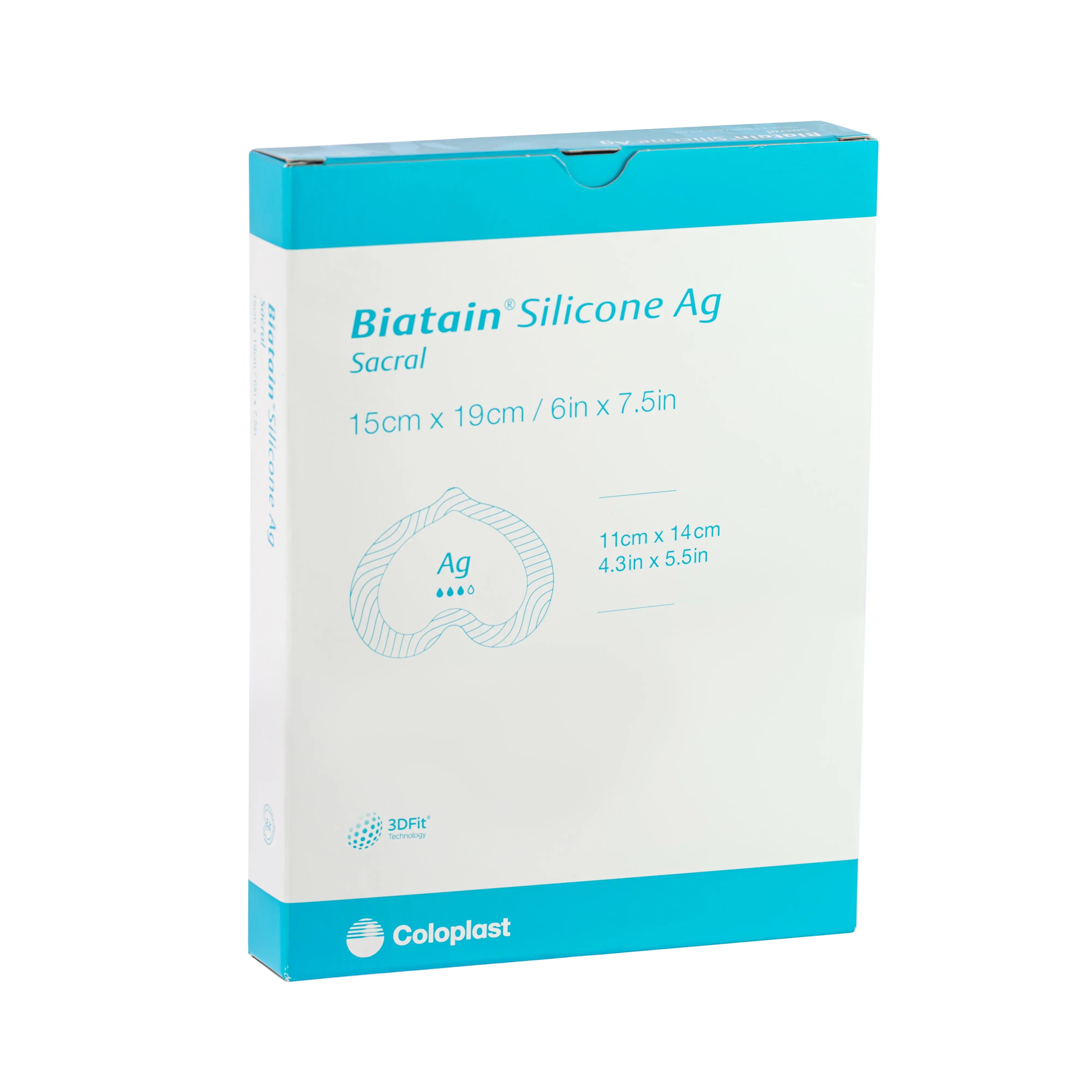 Biatain Ag Adhesive Dressing - Silver Impregnated Polyurethane Foam Film Dressing (15cm x 19cm) (x1)