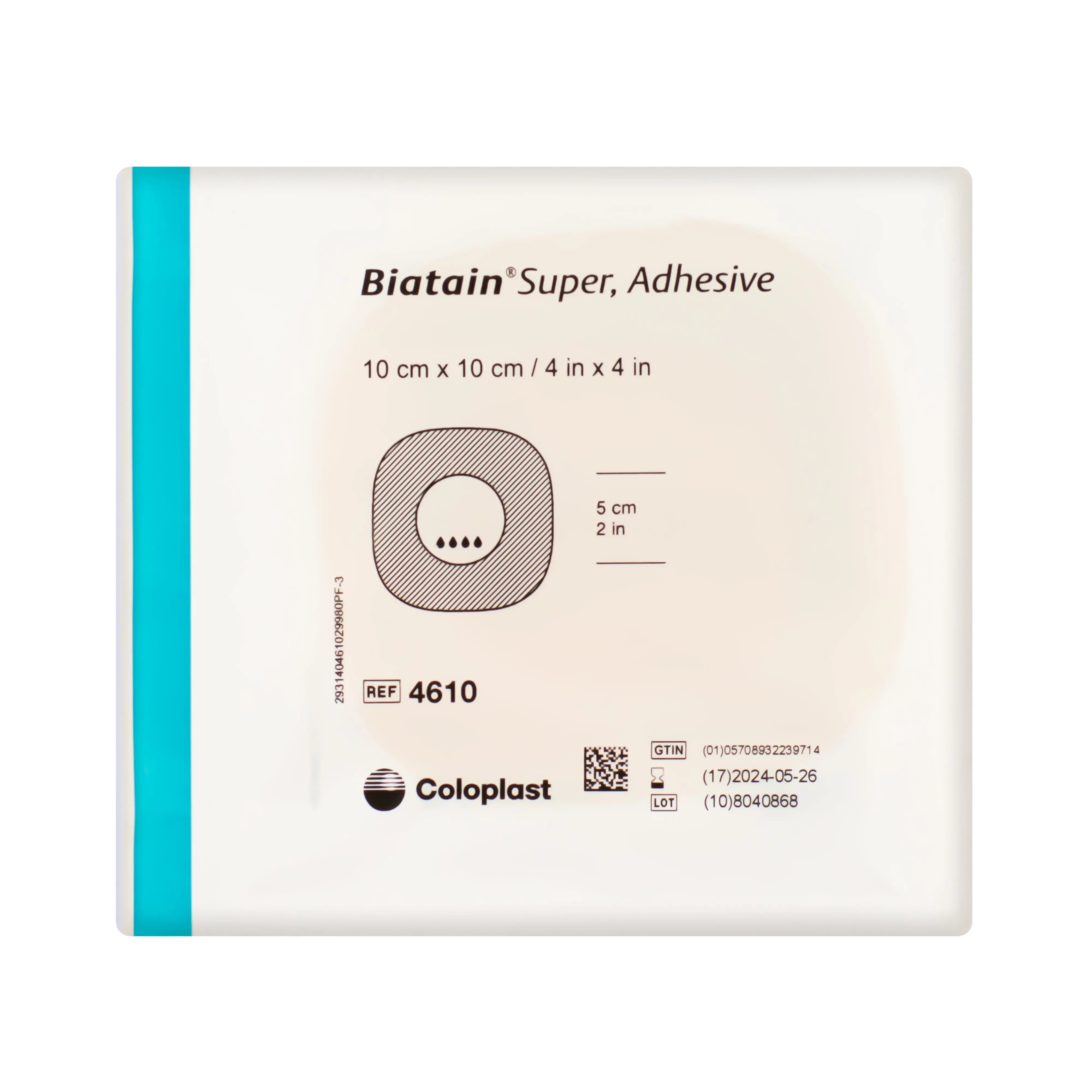 Biatain Super Adhesive Dressing - Polyurethane Foam Film Dressing (10cm x 10cm) (x10)