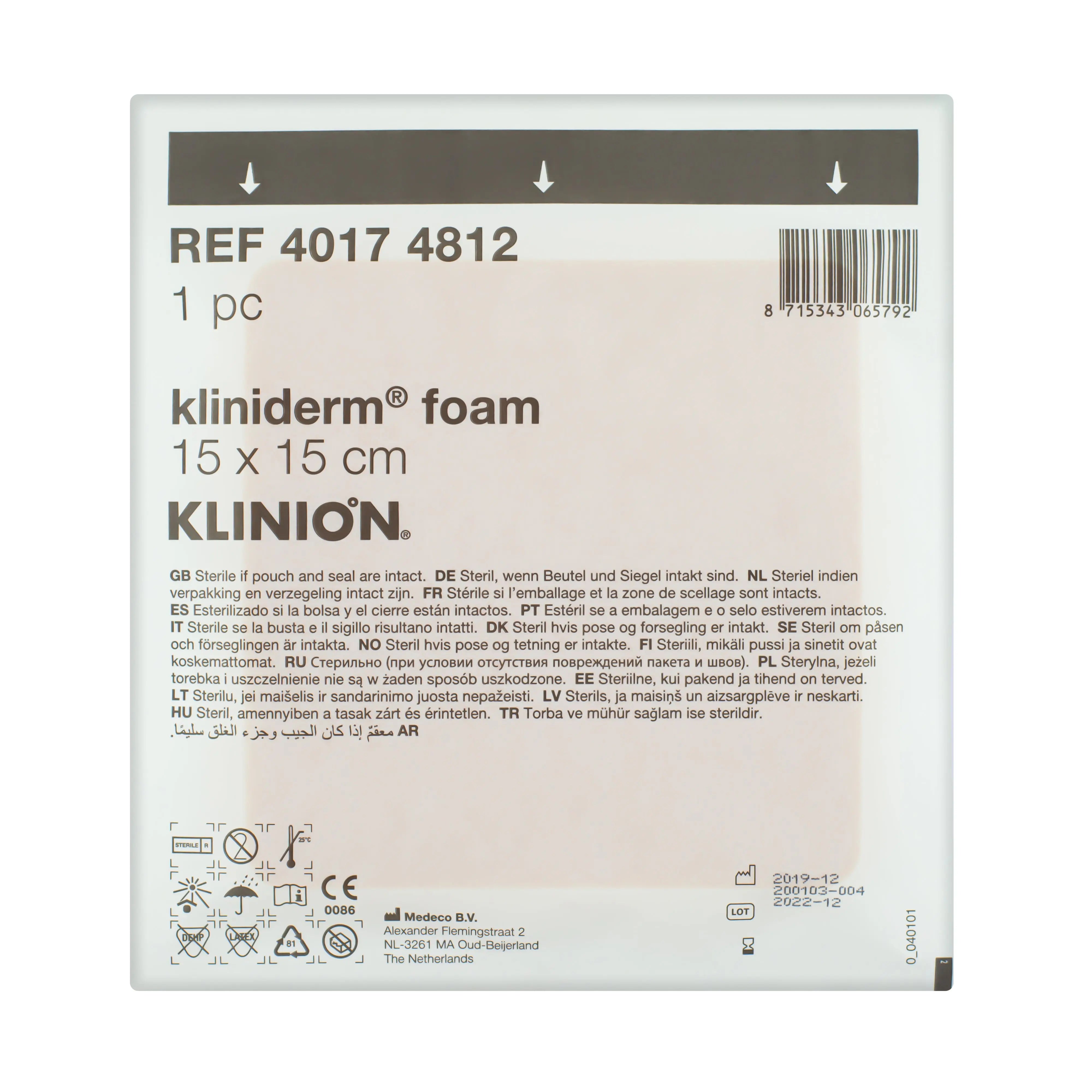 Kliniderm Foam Adhesive Dressing (15cm x 15cm) (x10)