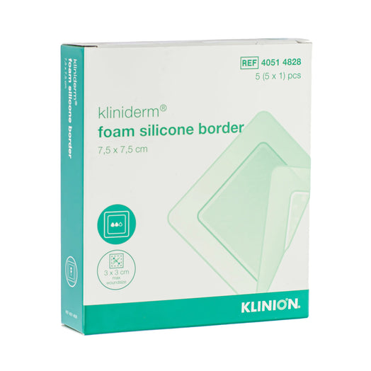 Kliniderm Foam Silicone Adhesive Border Dressing (7.5cm x 7.5cm) (x5)