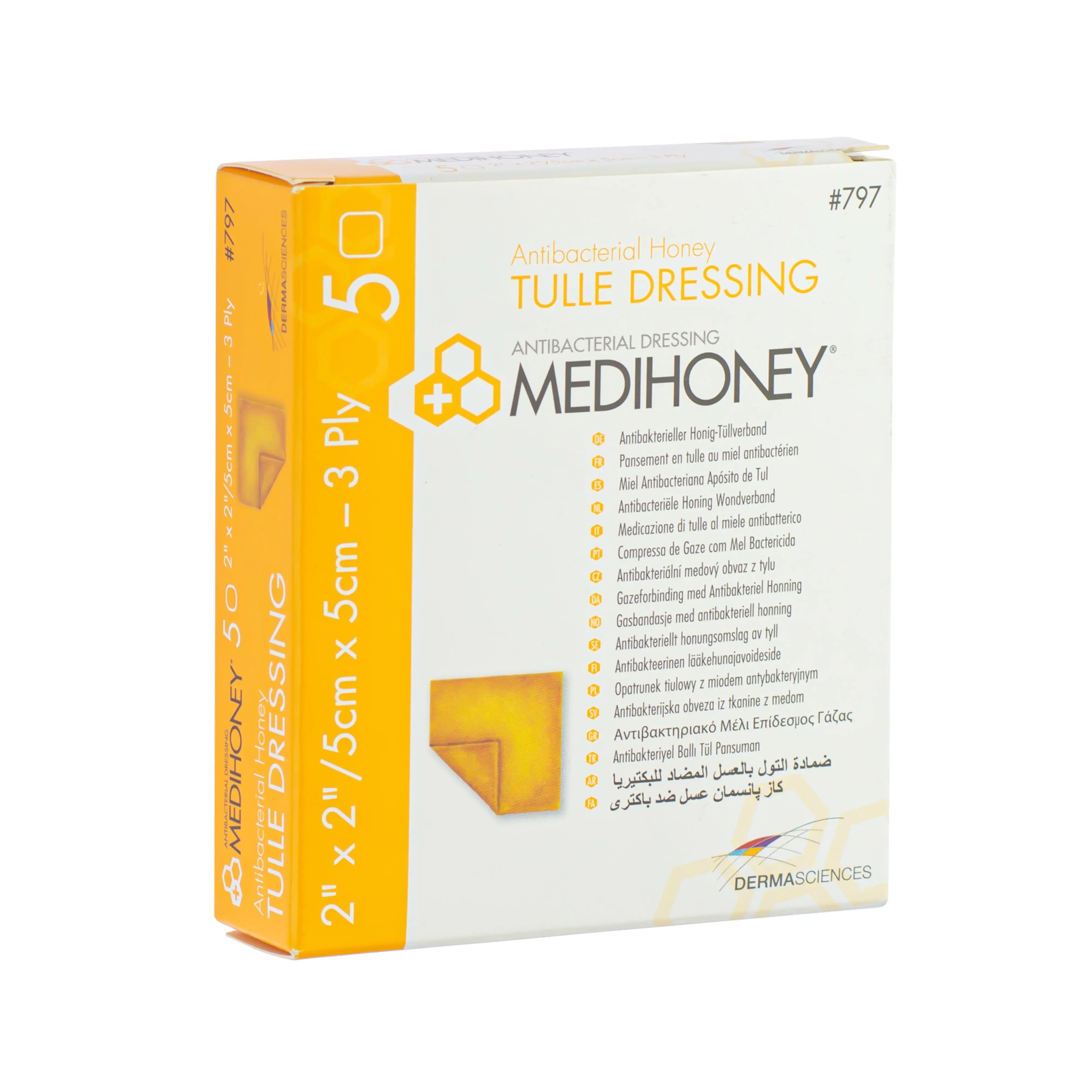 MediHoney Tulle Dressing - With Antibacterial Honey (5cm x 5cm) (x5)