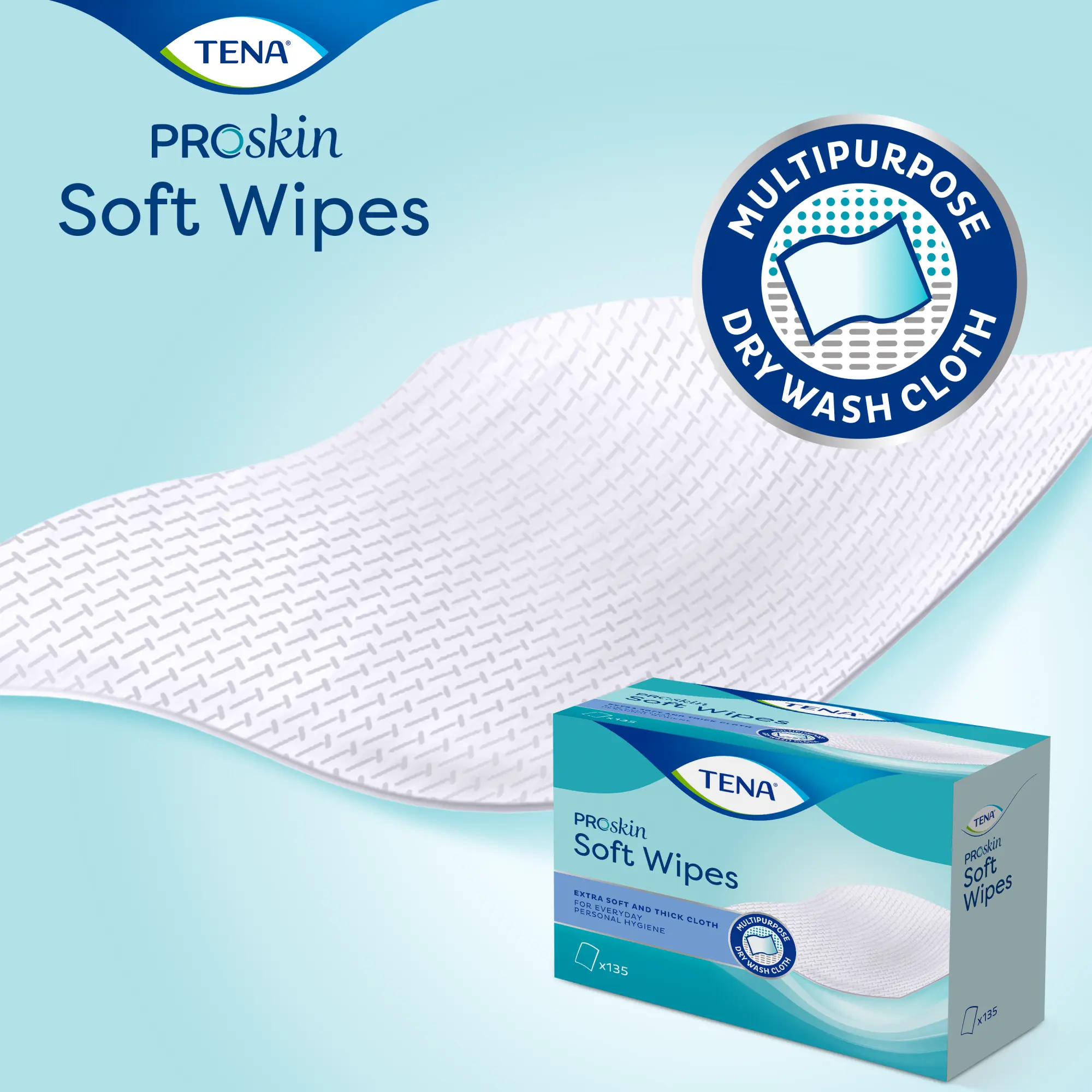 Tena - Soft Dry Wipes (x135)