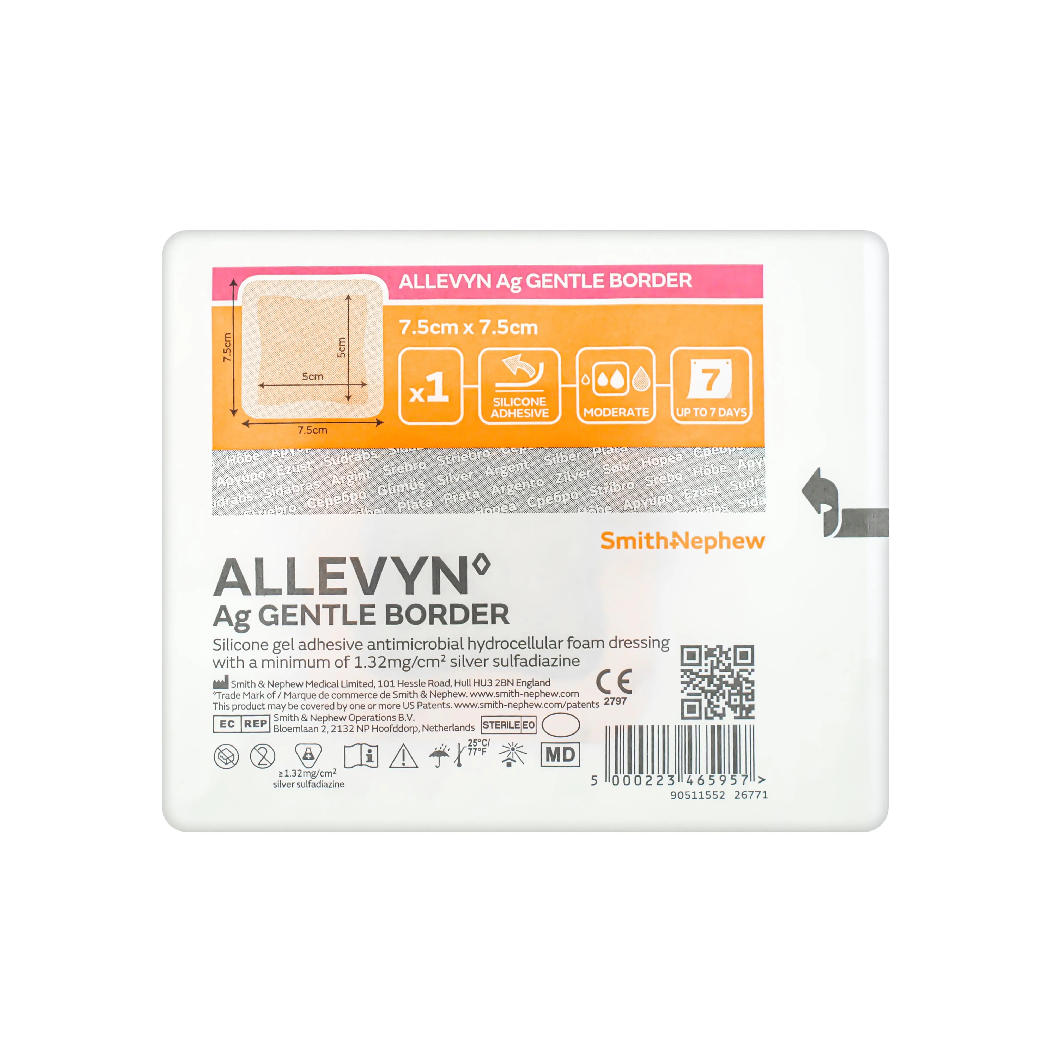 Allevyn Ag Gentle Border Dressing -  Soft Gel Adhesive (Multiple Sizes) (x10)