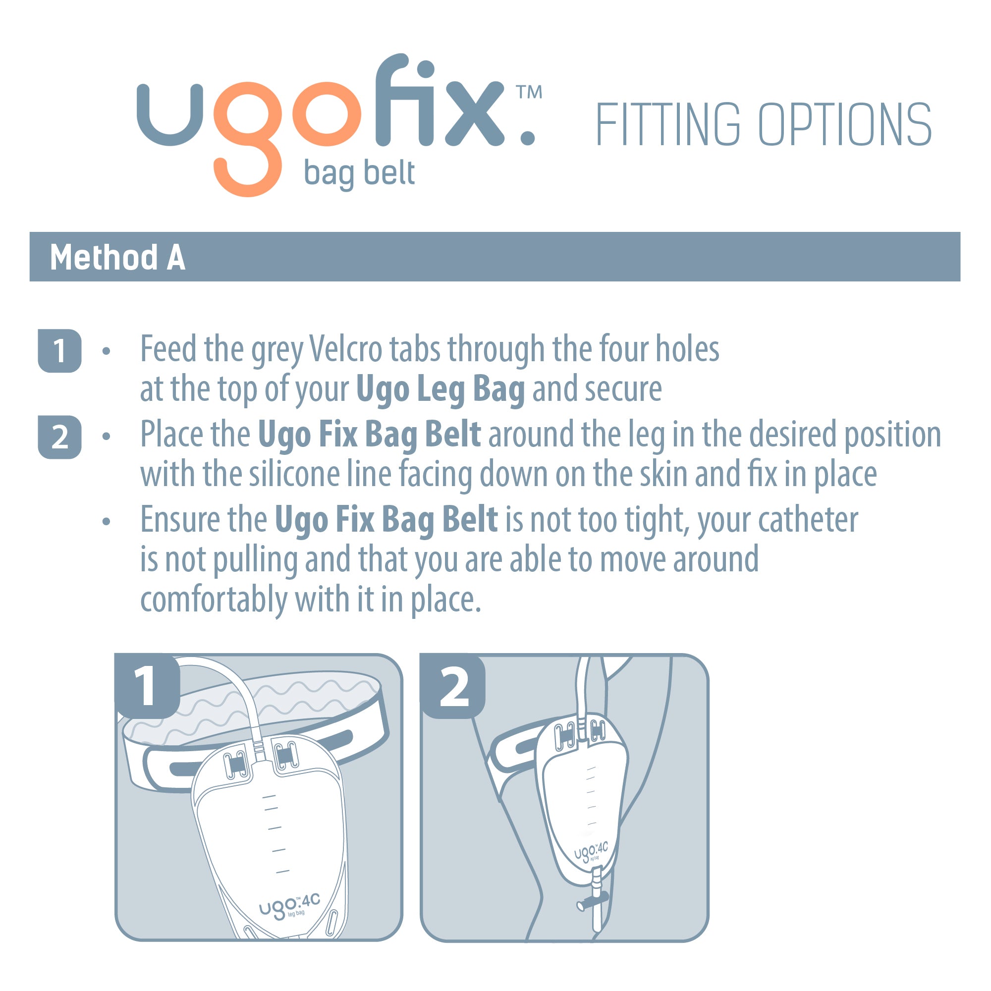 Ugo Fix Bag Belt - Catheter Leg Bag Support Strap (x3)