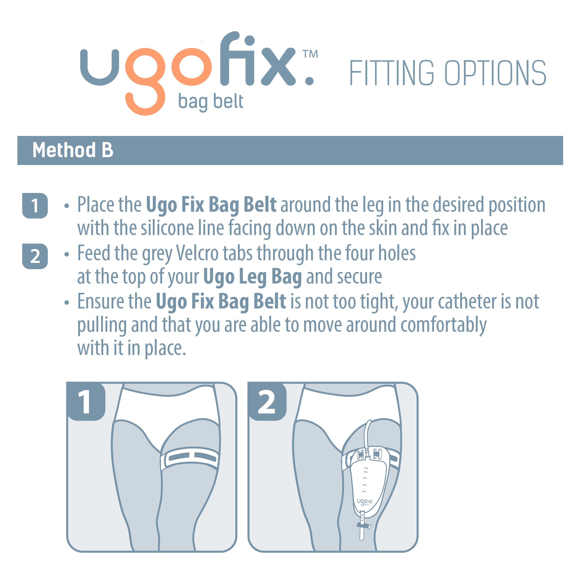 Ugo Fix Bag Belt - Catheter Leg Bag Support Strap (x3)