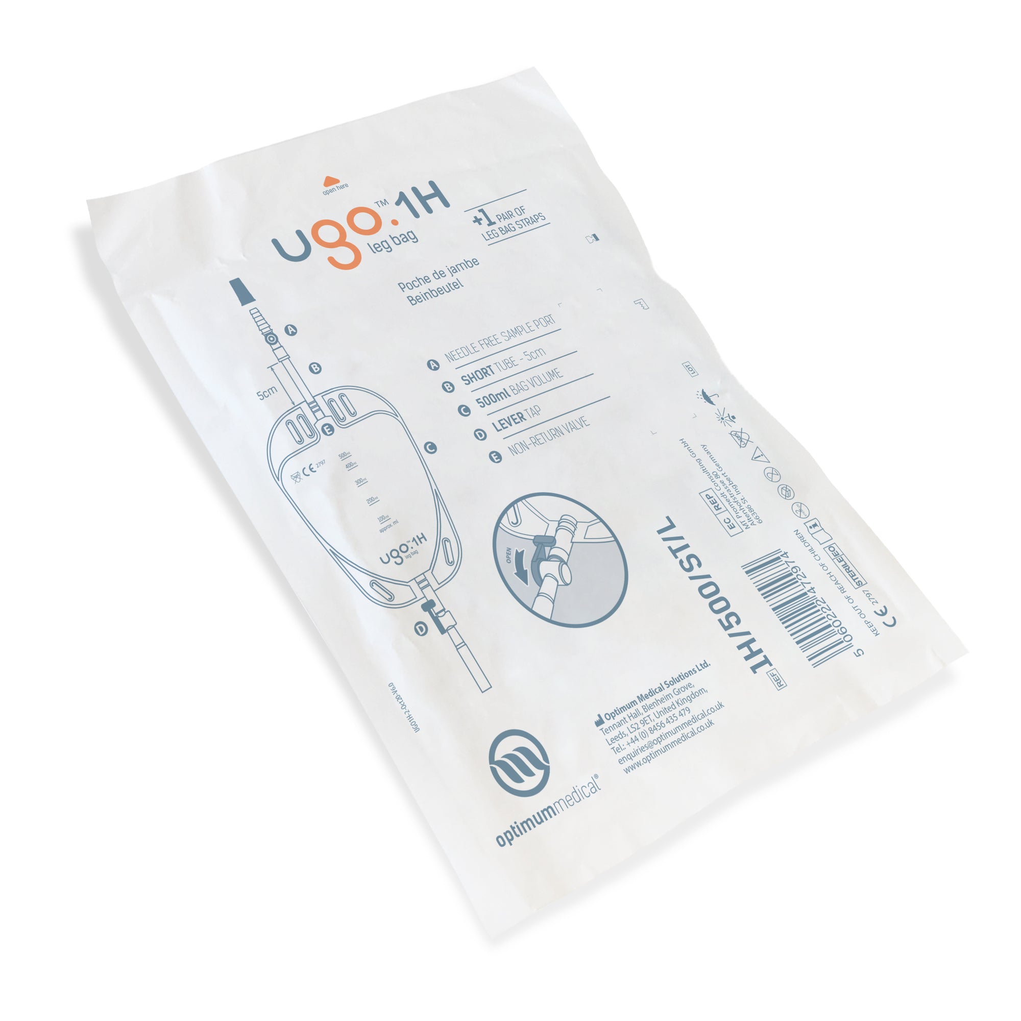 Ugo Leg Bags (Non-Flocked) - Plastic Backed Urine Drainage Bags (x10)