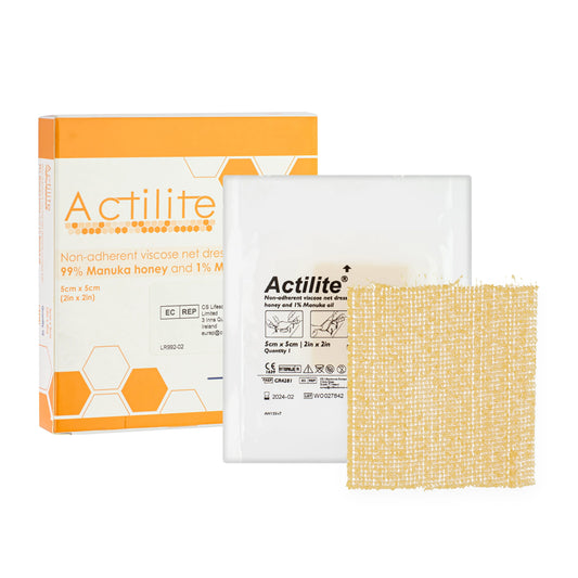 Actilite Non-Adherrant Viscose Net Dressing - With Honey (5cm x 5cm) (x10)