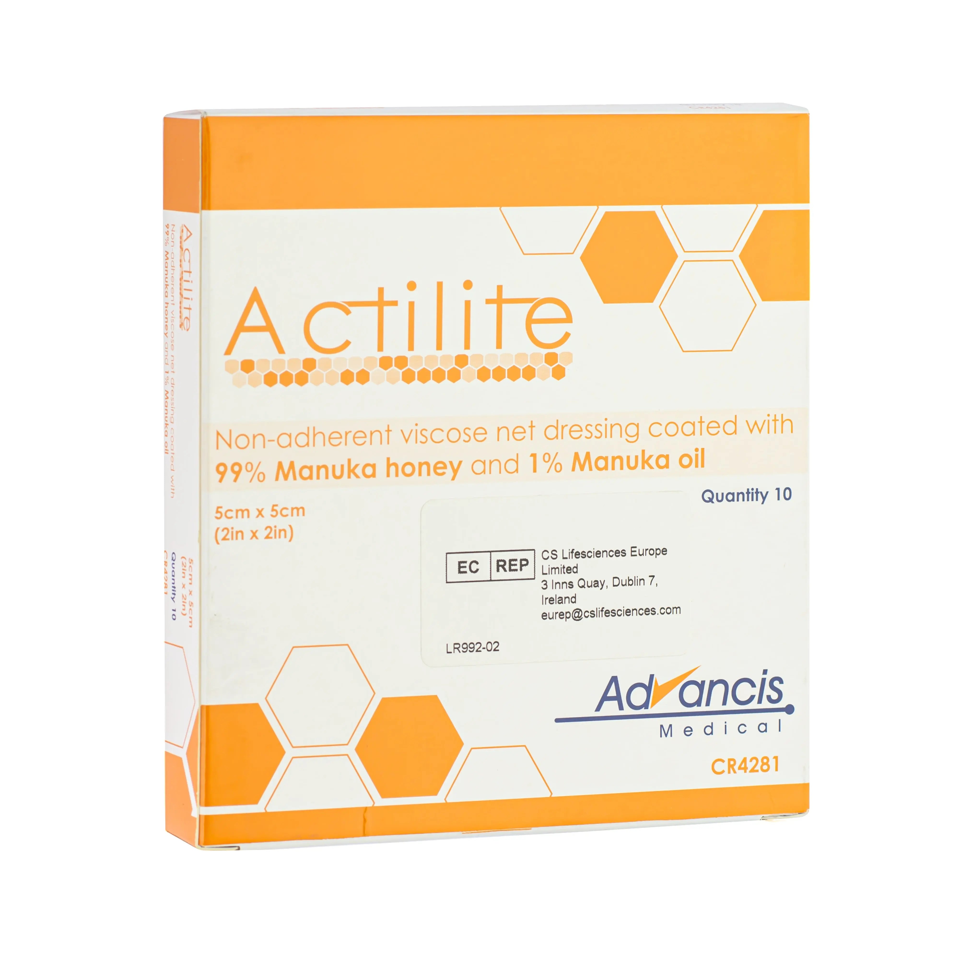 Actilite Non-Adherrant Viscose Net Dressing - With Honey (5cm x 5cm) (x10)