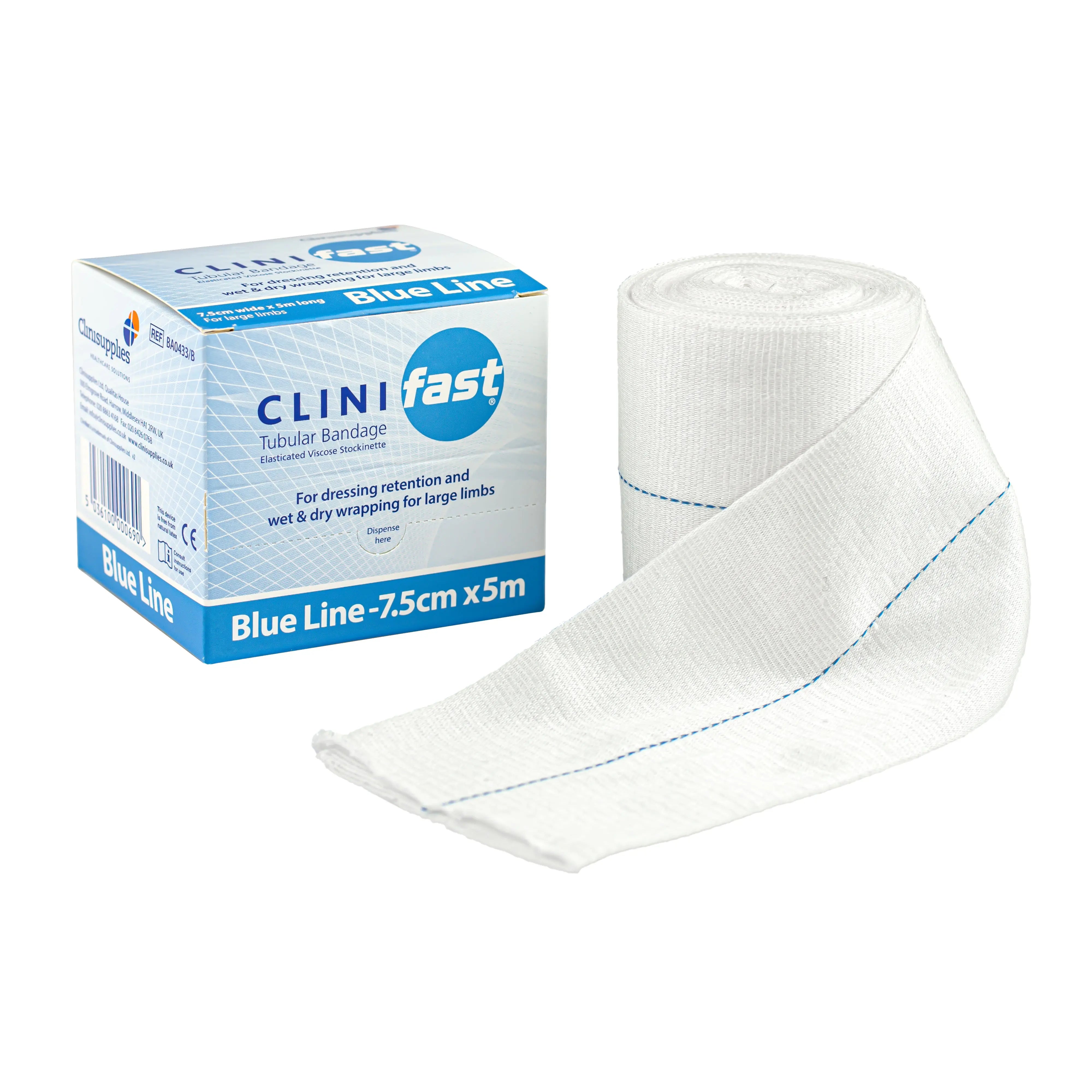 Clinifast Tubular Bandage - Elasticated Viscose Stockinette (7.5cm x 5m) (x1)