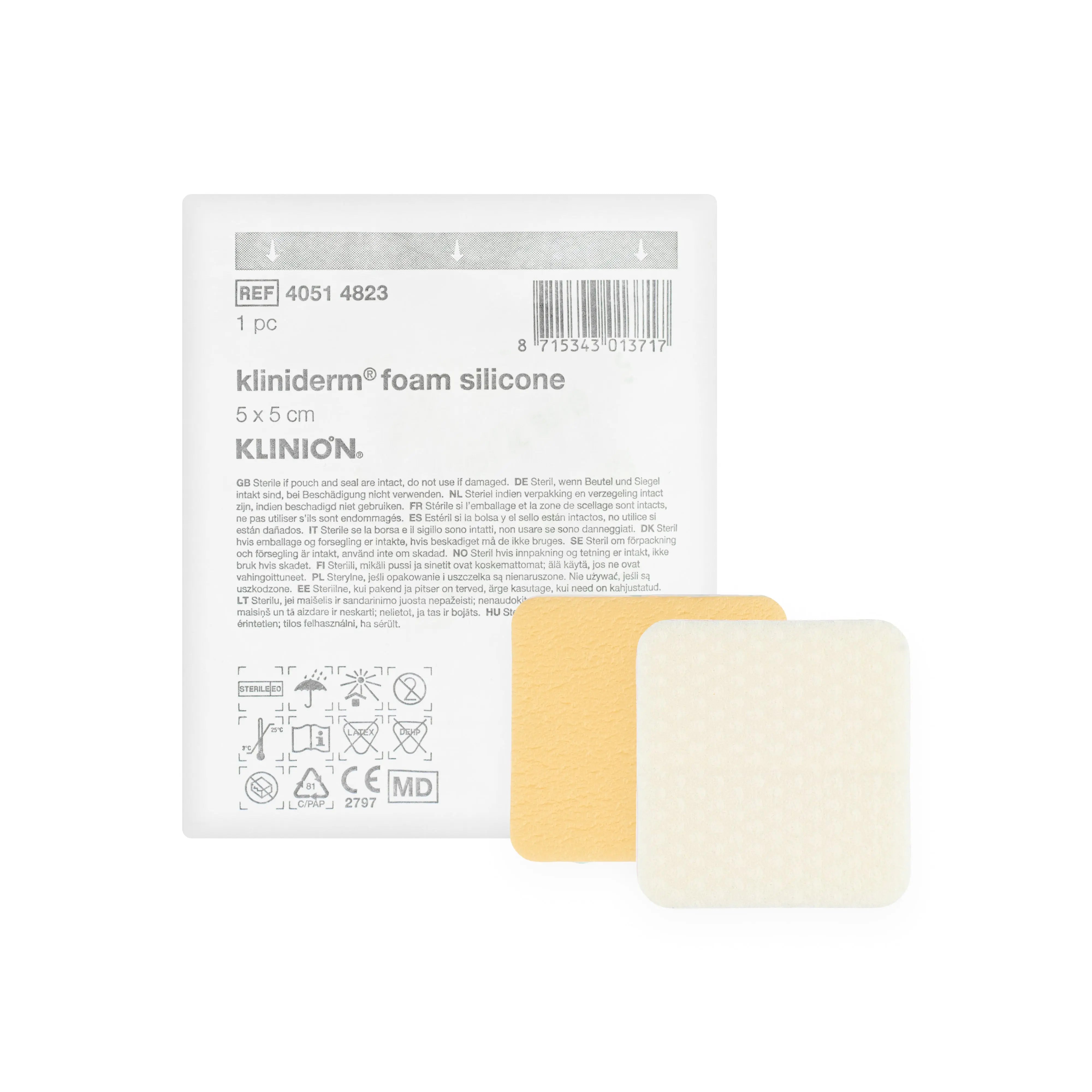 Kliniderm Foam Silicone Adhesive Dressing (5cm x 5cm) (x5)