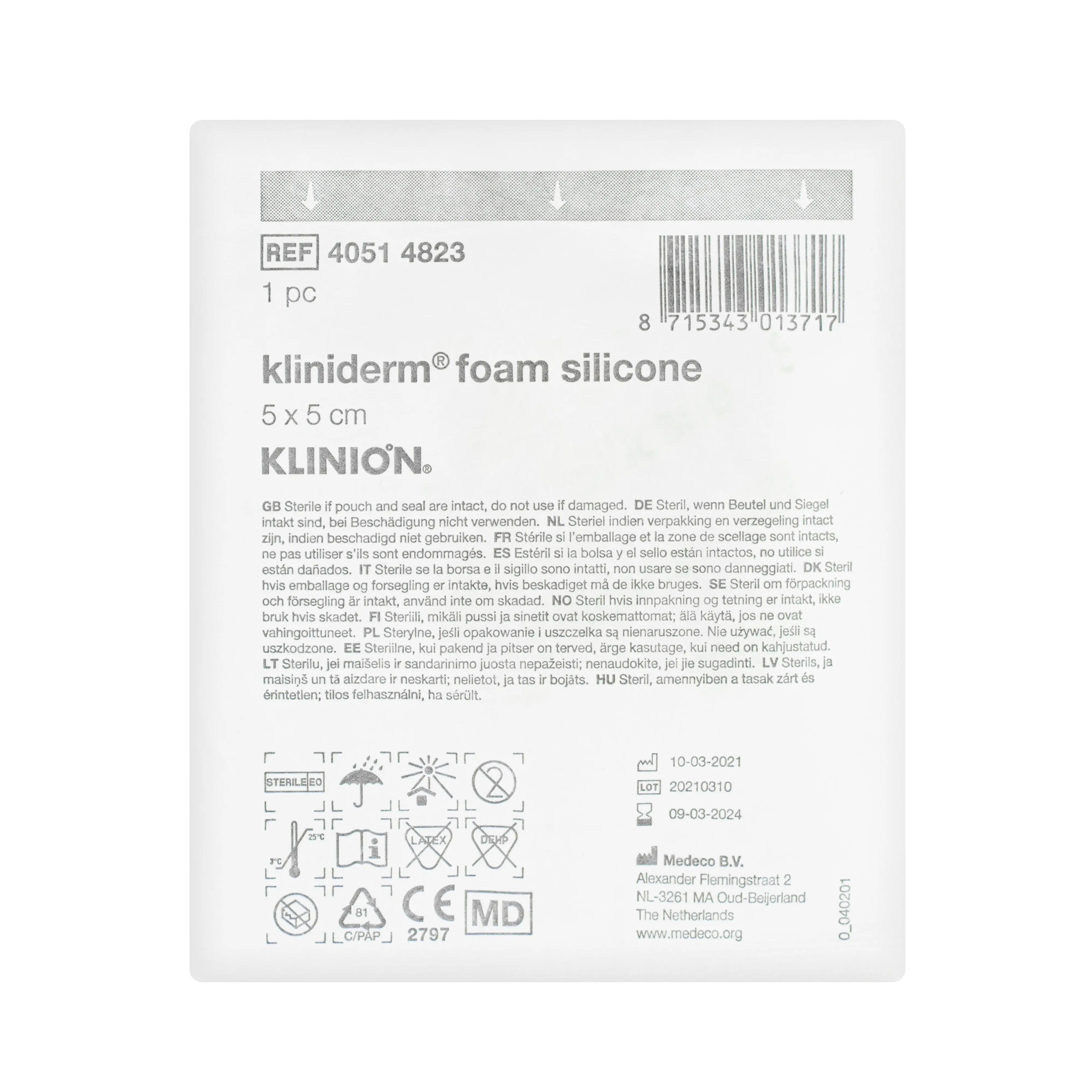 Kliniderm Foam Silicone Adhesive Dressing (5cm x 5cm) (x5)