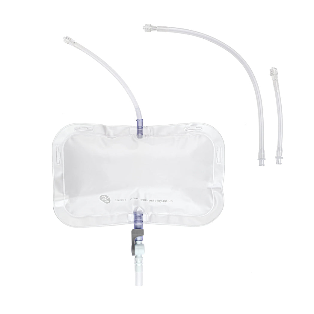 Nexus Nephrostomy Drainage Bags Single Inlet with Extension Tubes (x