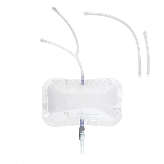 Nexus Nephrostomy Drainage Bags - Twin (Bilateral) Inlet with Extension Tubes (x10)
