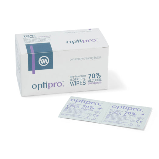 OptiPro 70% Alcohol Pre-Injection Wipes - 70% Isopropyl Alcohol (x100 or 200)