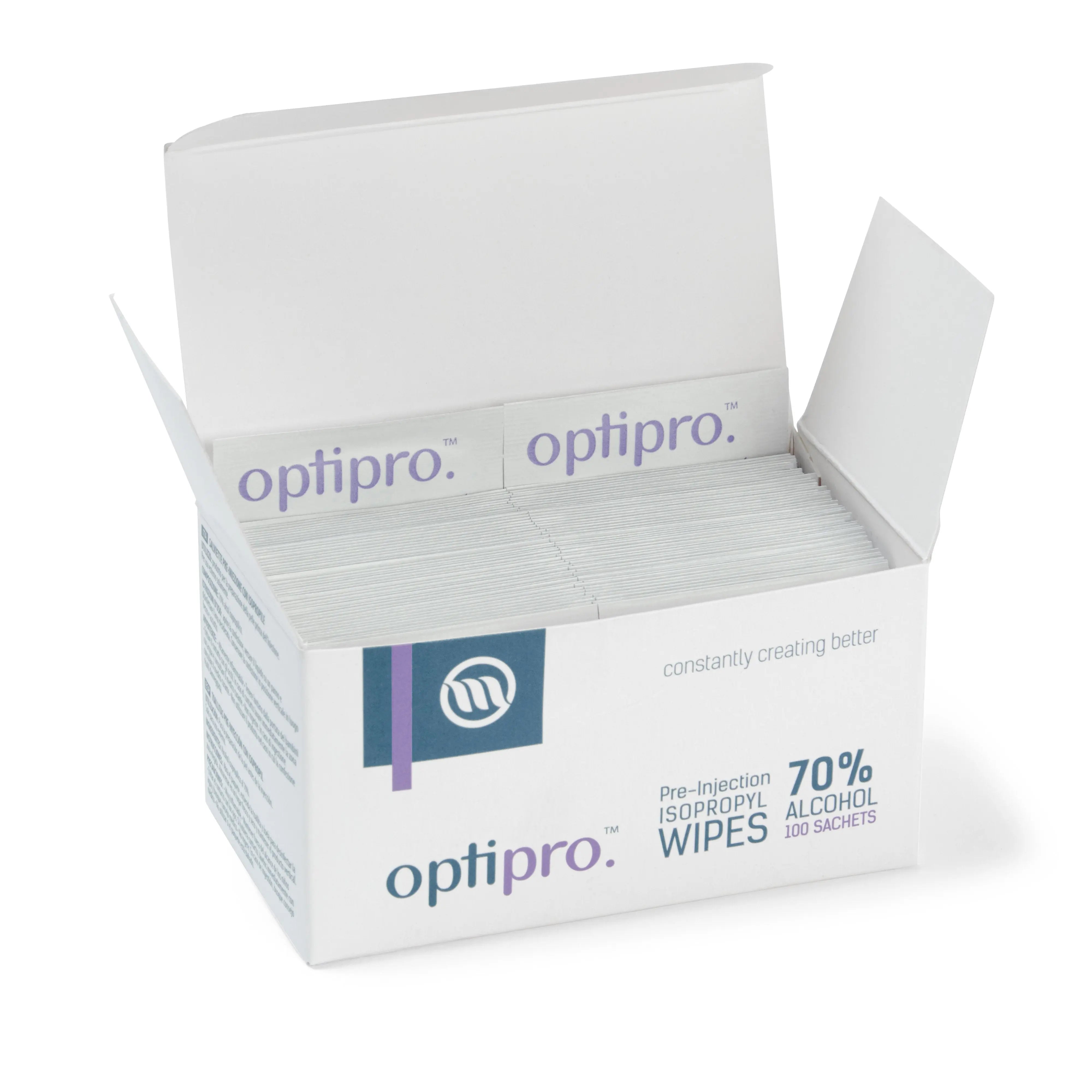 OptiPro 70% Alcohol Pre-Injection Wipes - 70% Isopropyl Alcohol (x100 or 200)